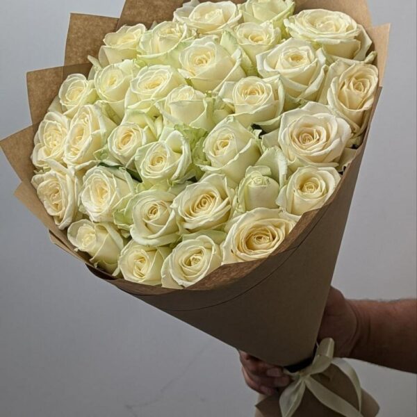 Розы белые 31шт 50см Аваланж