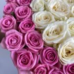 63 розы в коробке с сердцем