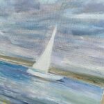 Картина пейзаж белый парус на воде