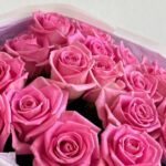 Круглый монобукет из 21 розовой розы