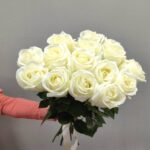 Монобукет из 15 роз аваланж 60см