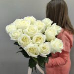 Монобукет из 15 роз аваланж 60см
