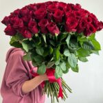 101 красная роза 70 см