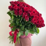 101 красная роза 70 см