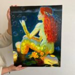 Картина маслом "Русалка на берегу"
