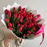 Монобкет из 51 красного тюльпана