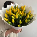 Монобукет из 51 желтого тюльпана