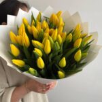 Монобукет из 51 желтого тюльпана