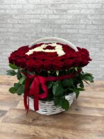101 Роза в корзине с Вашей буквой ❤️ — изображение 2
