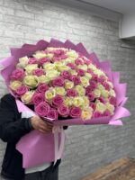 101 Роза микс Белая и розовая 😍