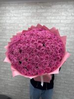 101 розовая роза 70 см 🥰 — изображение 3