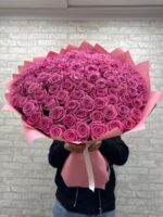 101 розовая роза 70 см 🥰